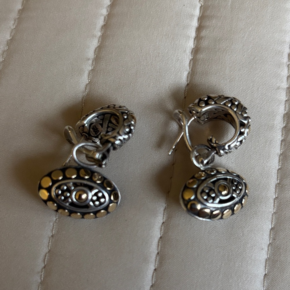 John Hardy Silver and Gold Hoop Earrings